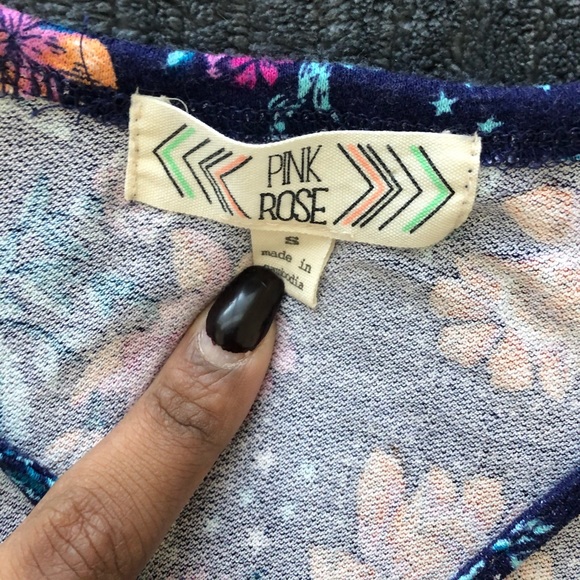 EUC Pink Rose Strappy Cross Front Floral Tank Top - Picture 3 of 5